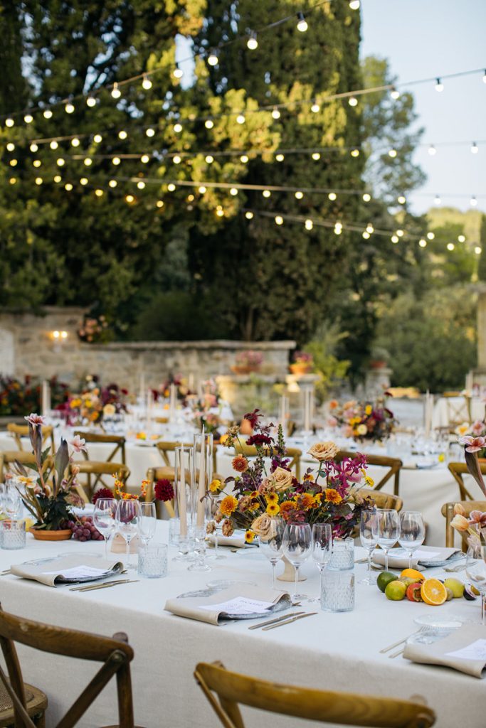 wedding planner garden dinner fairy lights